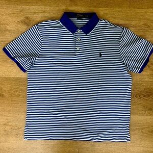 Ralph Lauren Navy and White Striped Polo Shirt